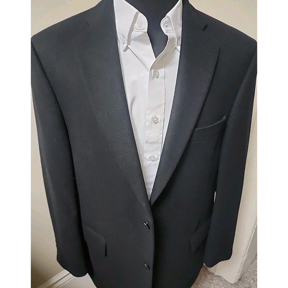 Sarar Mens 42R Black Wool Cashmere Blend 2 Button Double Vent Suit Jacket Blazer